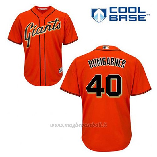 Maglia Baseball Uomo San Francisco Giants Madison Bumgarner 40 Arancione Alterner Cool Base